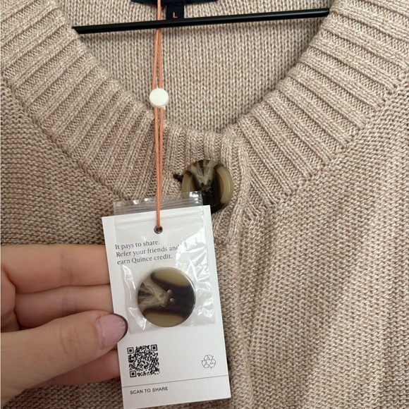 Quince Beige Button-Up Cardigan - Picture 4 of 5
